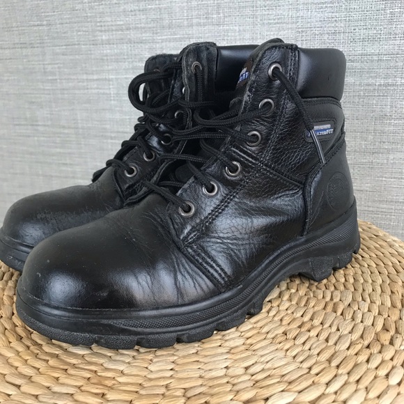 skechers black leather boots
